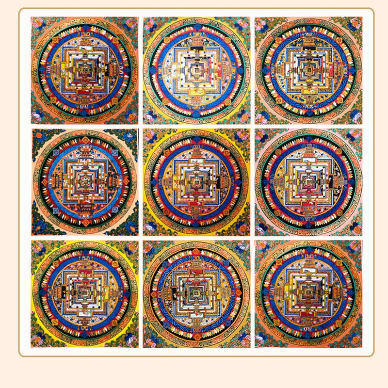 Tapisserie mandala tibétaine 32 cm | Art spirituel fait main