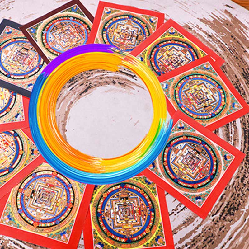 Tapisserie mandala tibétaine 32 cm | Art spirituel fait main