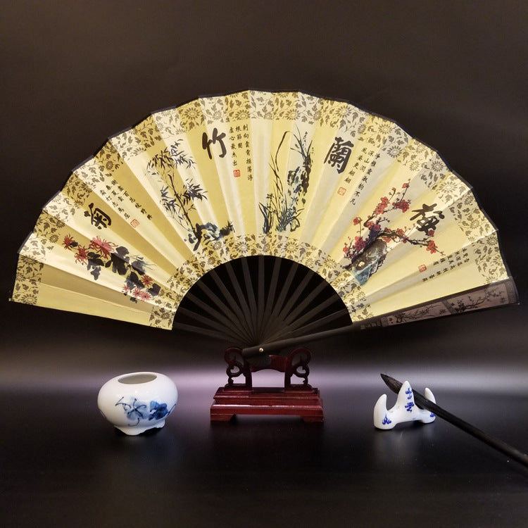 Éventail chinois pliable en bambou de 33,5 cm avec motif Grande Muraille