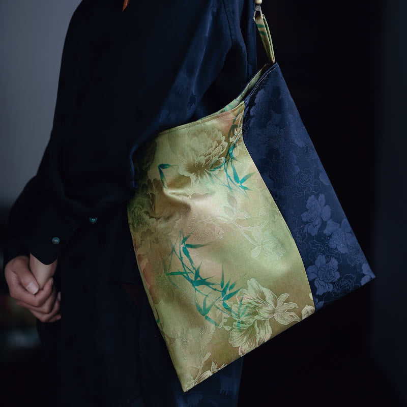 Sac à bandoulière en feuilles de bambou spirituelles de 33 cm avec boucle