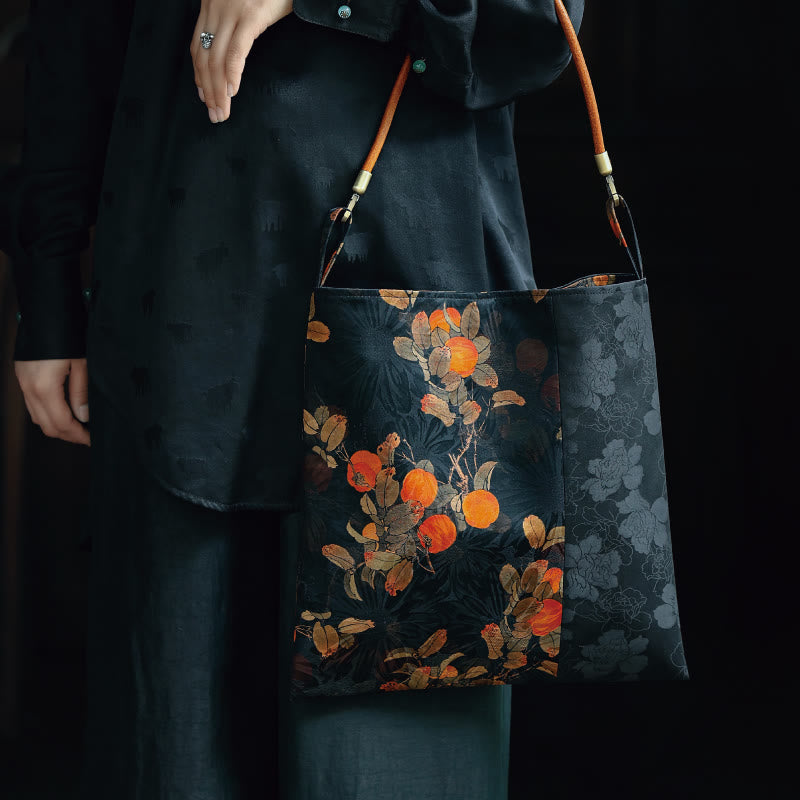 Sac à bandoulière en feuilles de bambou spirituelles de 33 cm avec boucle