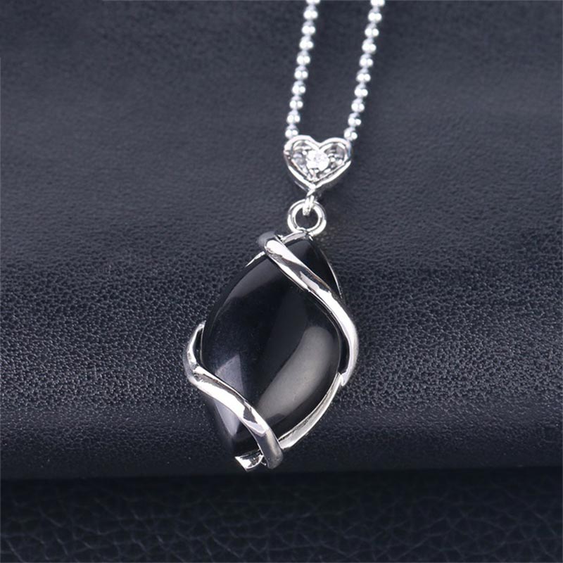 Amethyst Necklace with Natural Marquise Crystal Pendant