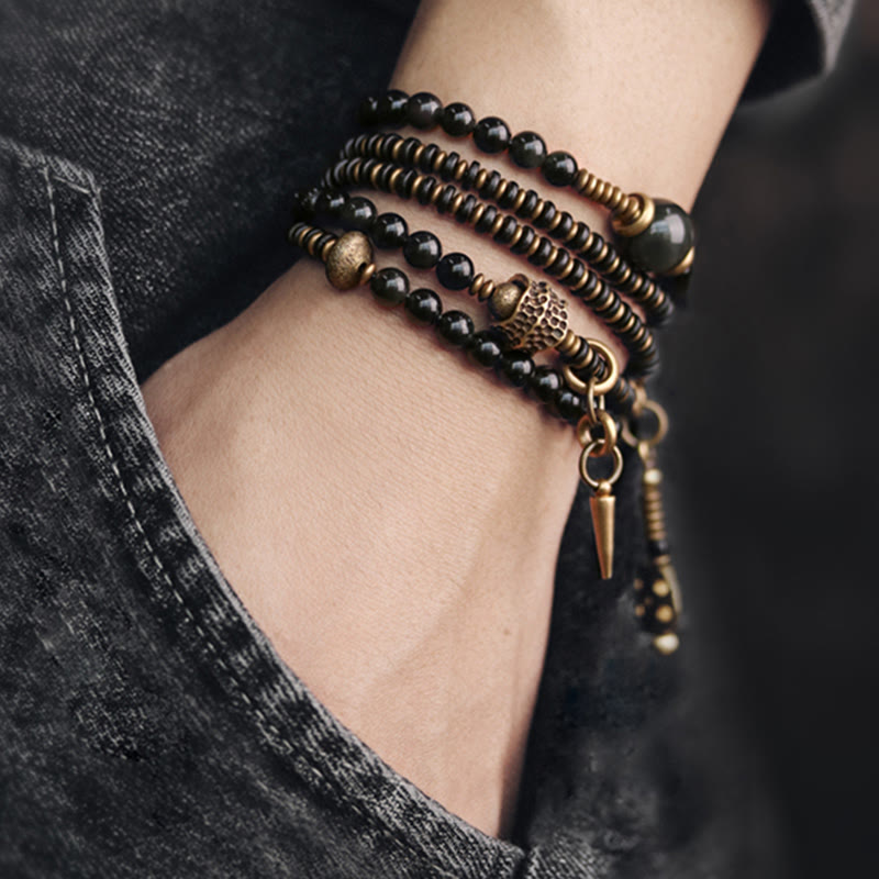 6mm Rainbow Obsidian Positive Multilayer Bracelet