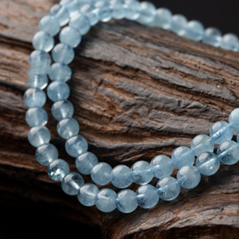 6mm Aquamarine Bracelet for Peace and Emotional Healing