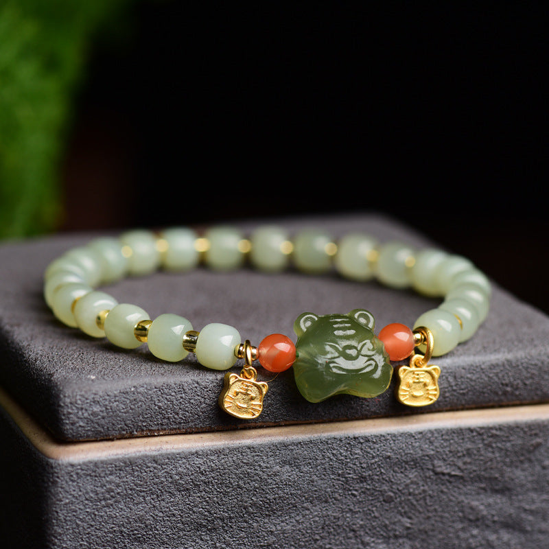 Jade Chinese Zodiac Tiger Bracelet for Abundance & Luck