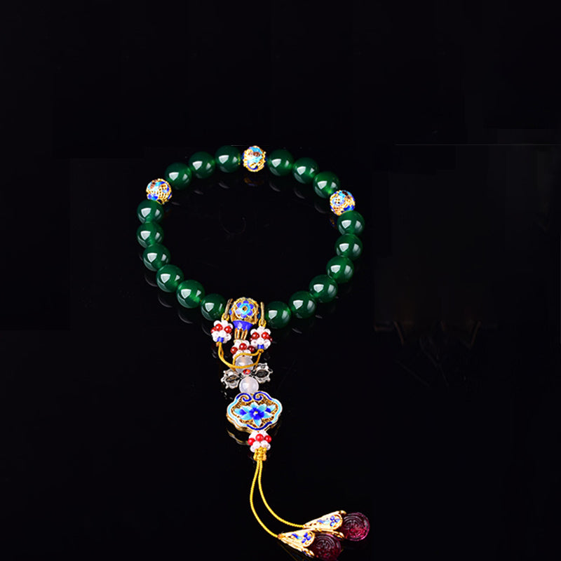 Green Agate Wrist Mala 14mm for Success and Manifestation