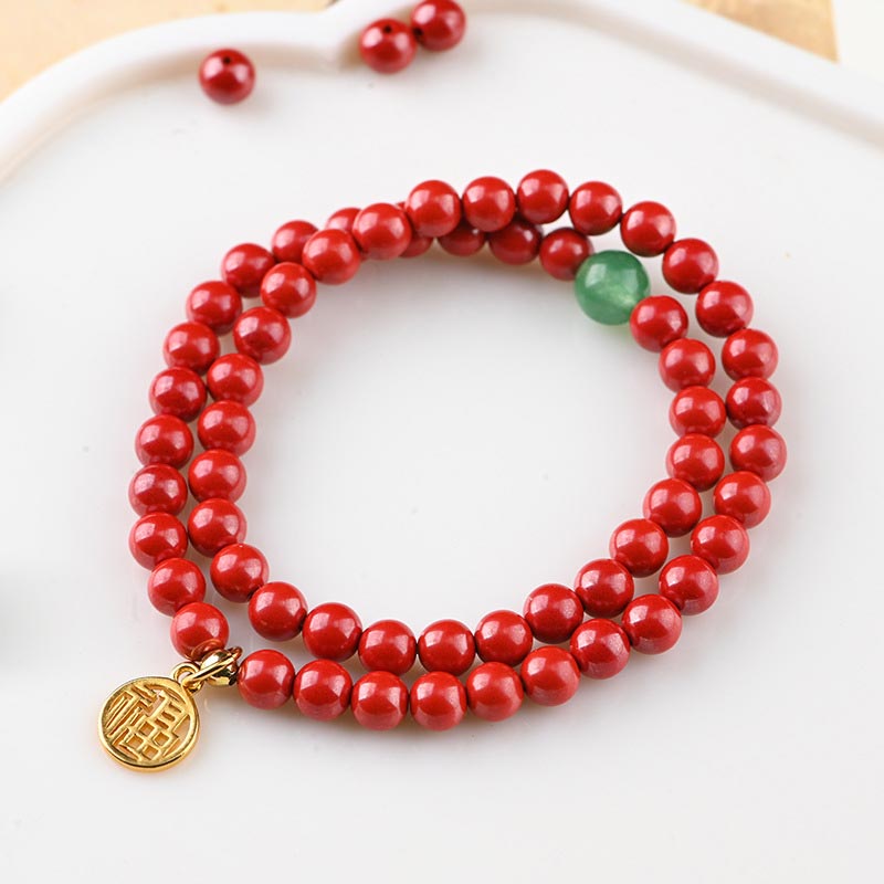 6mm Cinnabar Green Aventurine Luck Bracelet Unisex