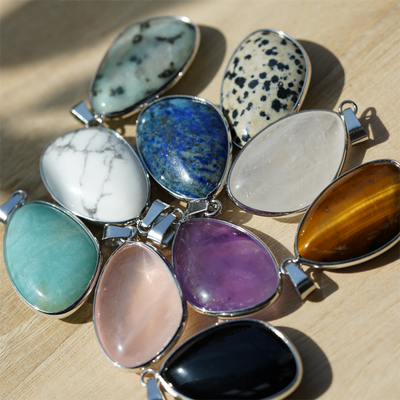 Pendentif en cristal mixte en forme de larme de 35 mm avec bordure dorée et argentée