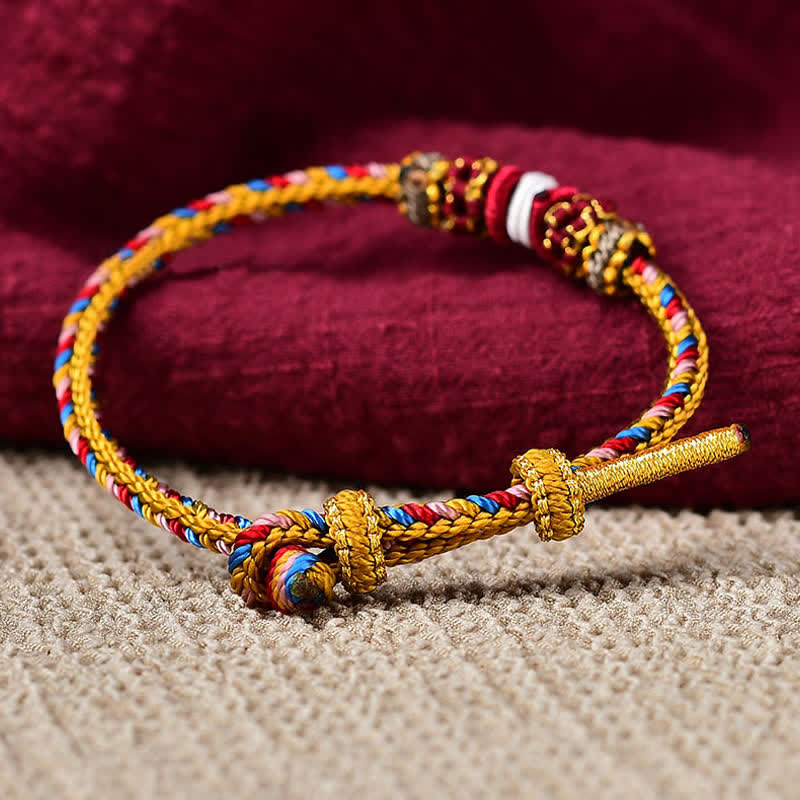 Handmade Dunhuang Color Red String Luck Bracelet