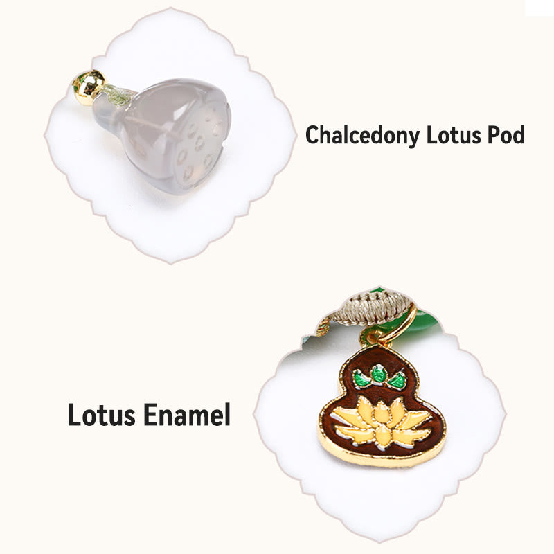 Lotus Chalcedony Jade Harmony Bracelet with Peace Buckle