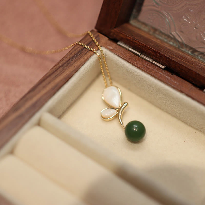 Butterfly Tridacna & Cyan Jade Calm Jewelry Set