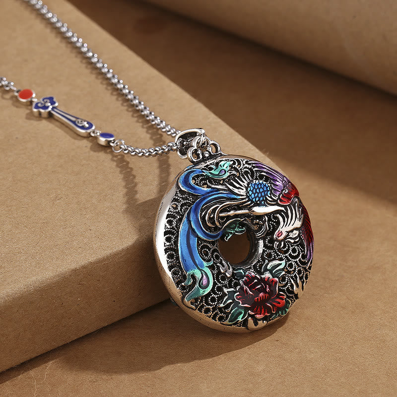Spiritual Phoenix Peony Protection Necklace 60cm