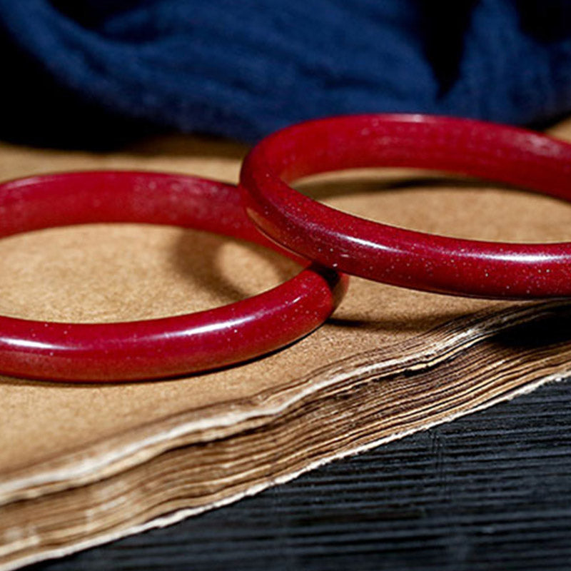 Unisex Cinnabar Blessing Bangle Bracelet 55-56mm Engraved