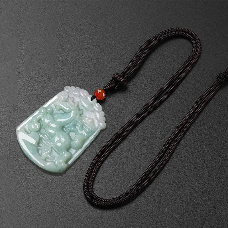Unisex Jade Necklace with 12 Chinese Zodiac Pendants for Abundance