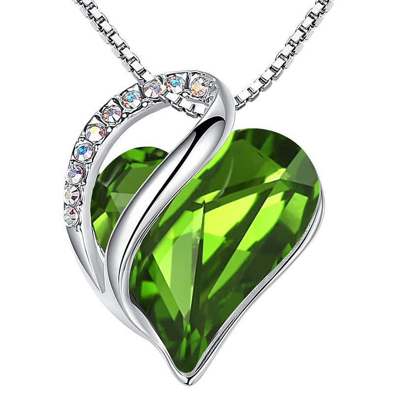 Love Heart Birthstone Healing Energy Necklace Pendant