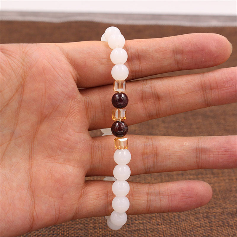 7mm White Jade Protection Bracelet for Luck and Clarity