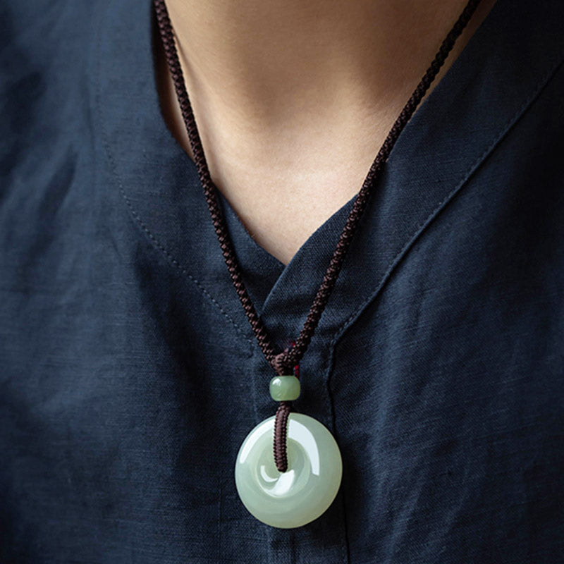 Natural Round Jade Necklace for Prosperity and Luck