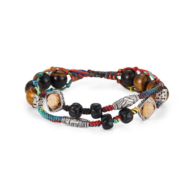 Bracelet courage en argent sterling œil de tigre fait main Bodhi Seed