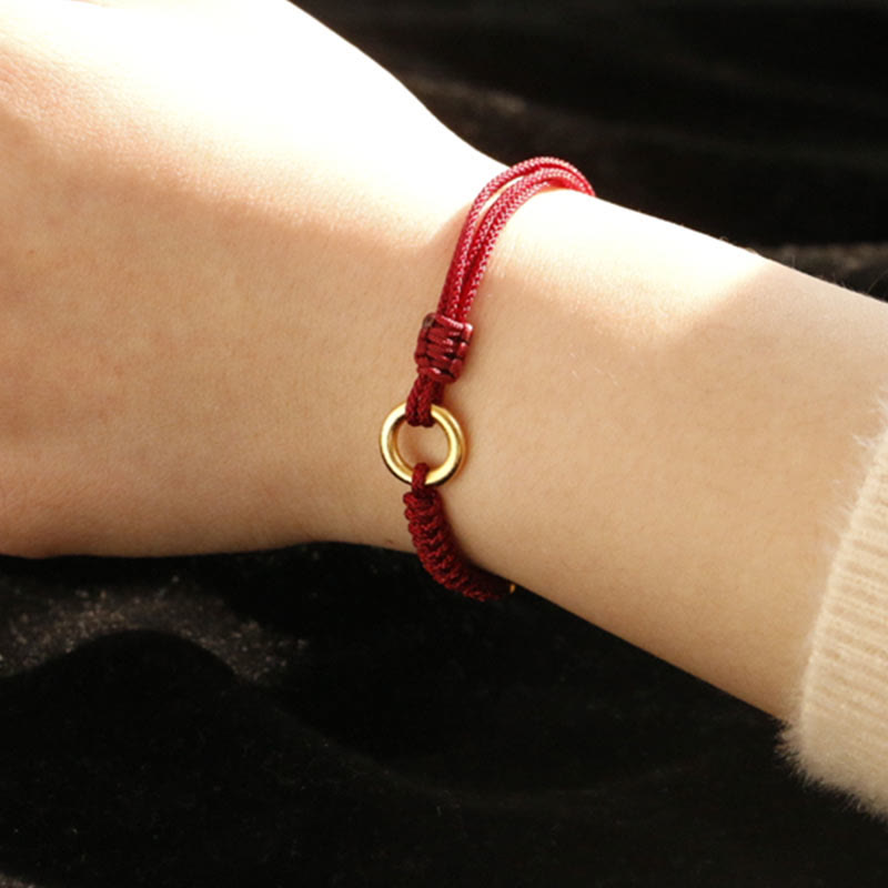 Alloy Peace Buckle Red String Bracelet for Protection & Luck