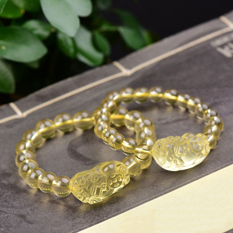 8mm Citrine PiXiu Bracelet for Wealth & Prosperity