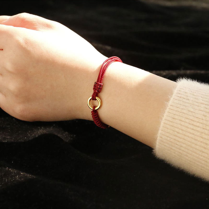 Alloy Peace Buckle Red String Bracelet for Protection & Luck