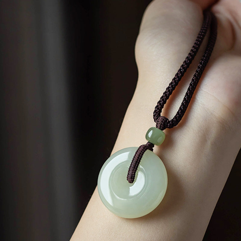 Natural Round Jade Necklace for Prosperity and Luck