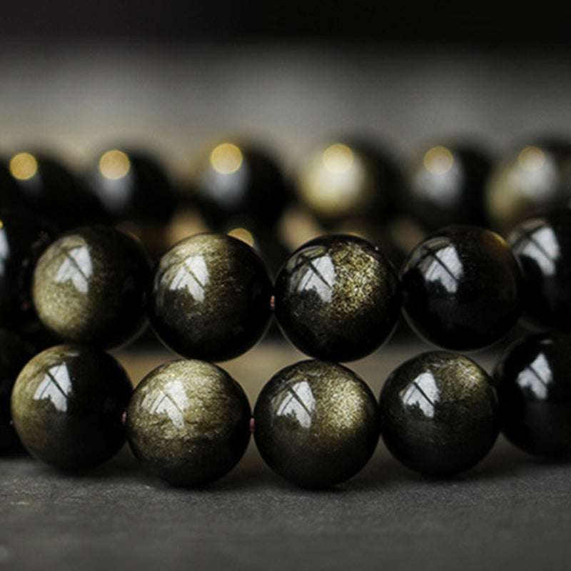 8mm Obsidian Purification Bracelet with Zodiac Buddha