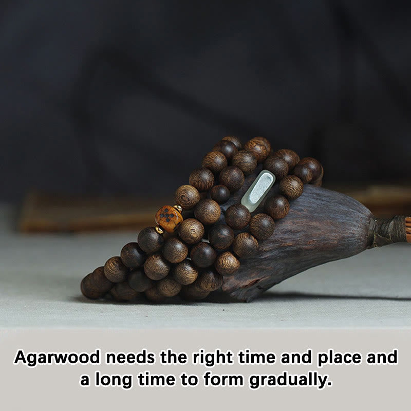 8mm Brunei Agarwood 108 Bead Mala Strength Bracelet