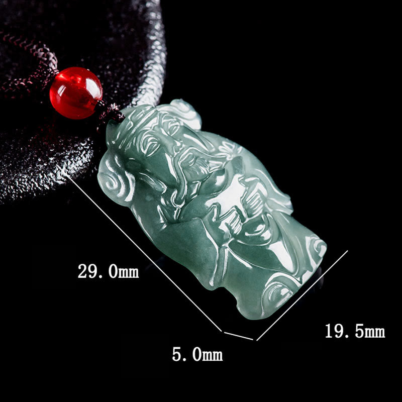 Natural Green Jade Caishen Ingot Necklace for Abundance