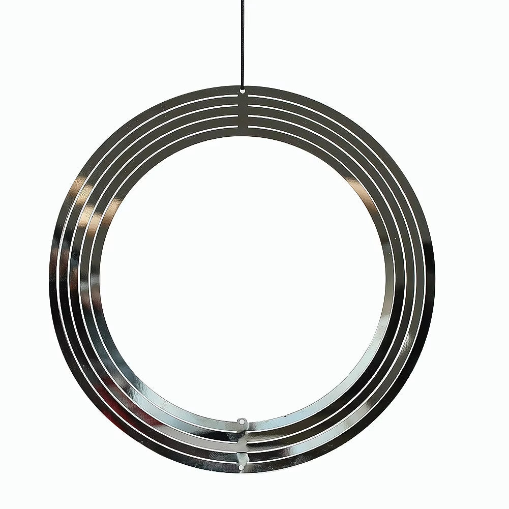 Metallic spiral wind spinner with circular rings in 3D Stainless Steel design