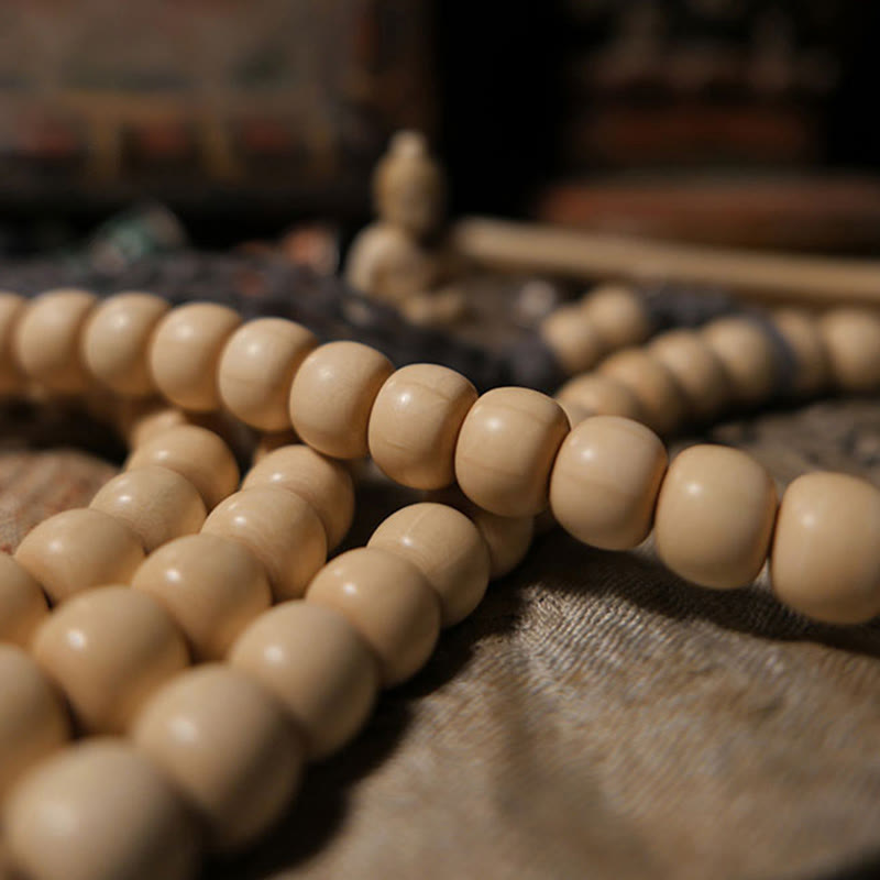 8mm Abelia Biflora Wood 108 Bead Warding Mala Bracelet