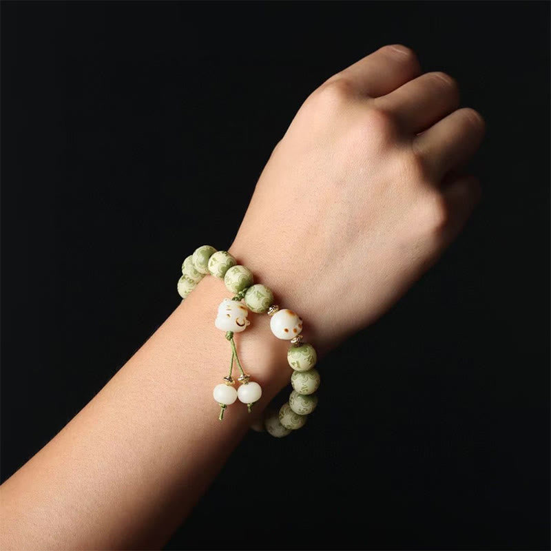 Bracelet de sagesse vert Bodhi Seed Om Mani Padme Hum