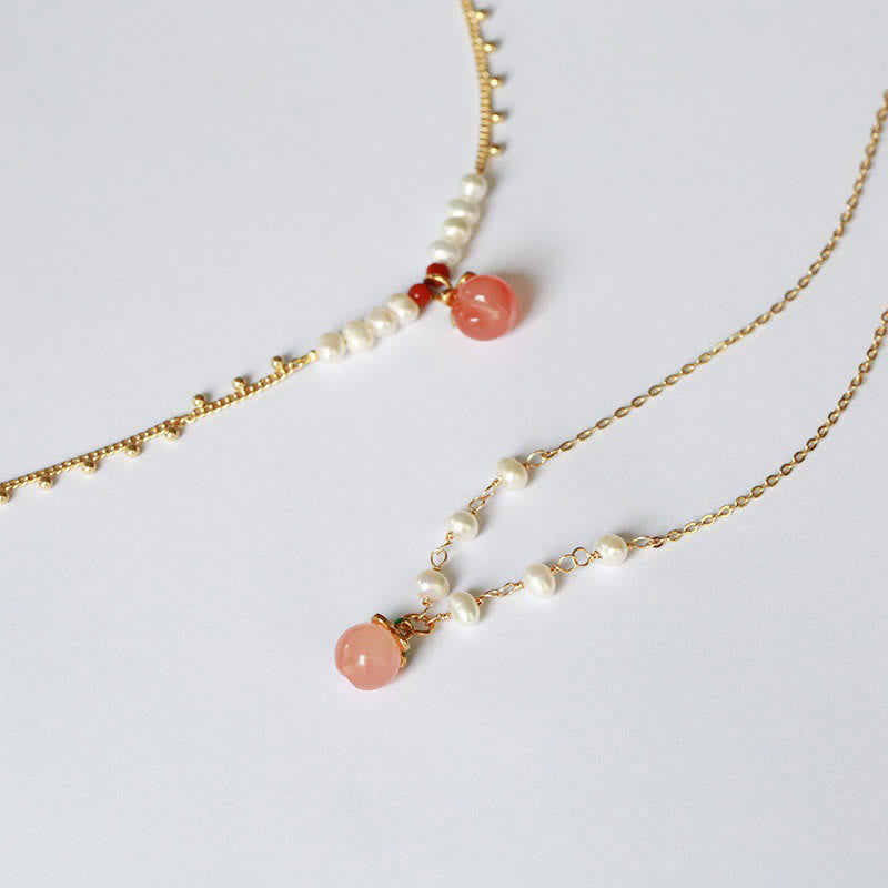 Yanyuan Agate Pearl Jewelry Set Gold-plated Copper 3Pcs Positive Energy
