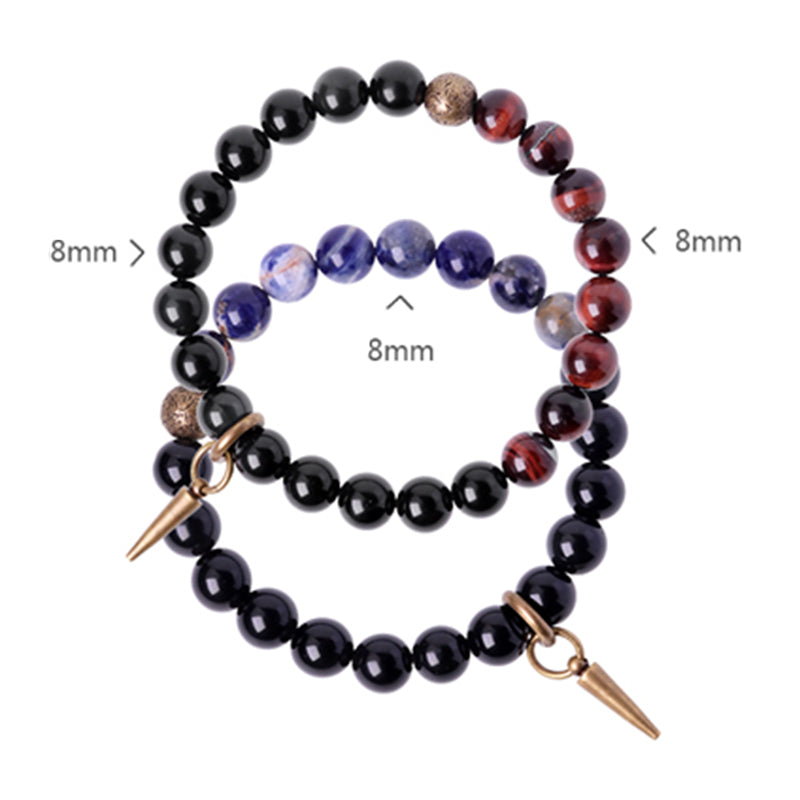 Black Obsidian & Sodalite Strength Couple Bracelet