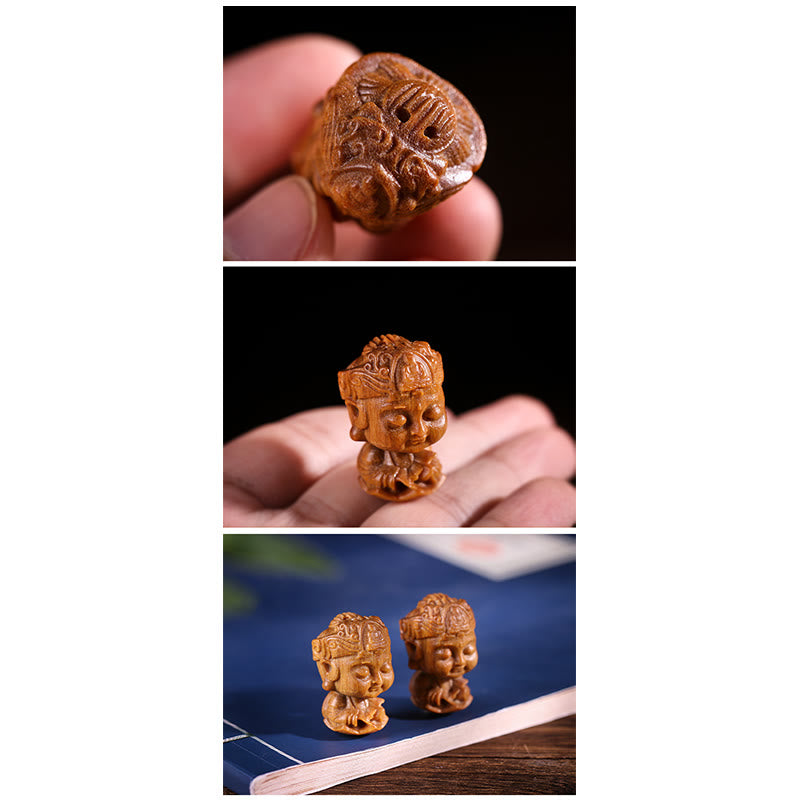 Décoration Bouddha du zodiaque chinois en bois de santal vert