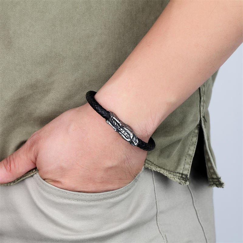 Titanium Steel Dragon Bracelet 19cm Luck & Protection