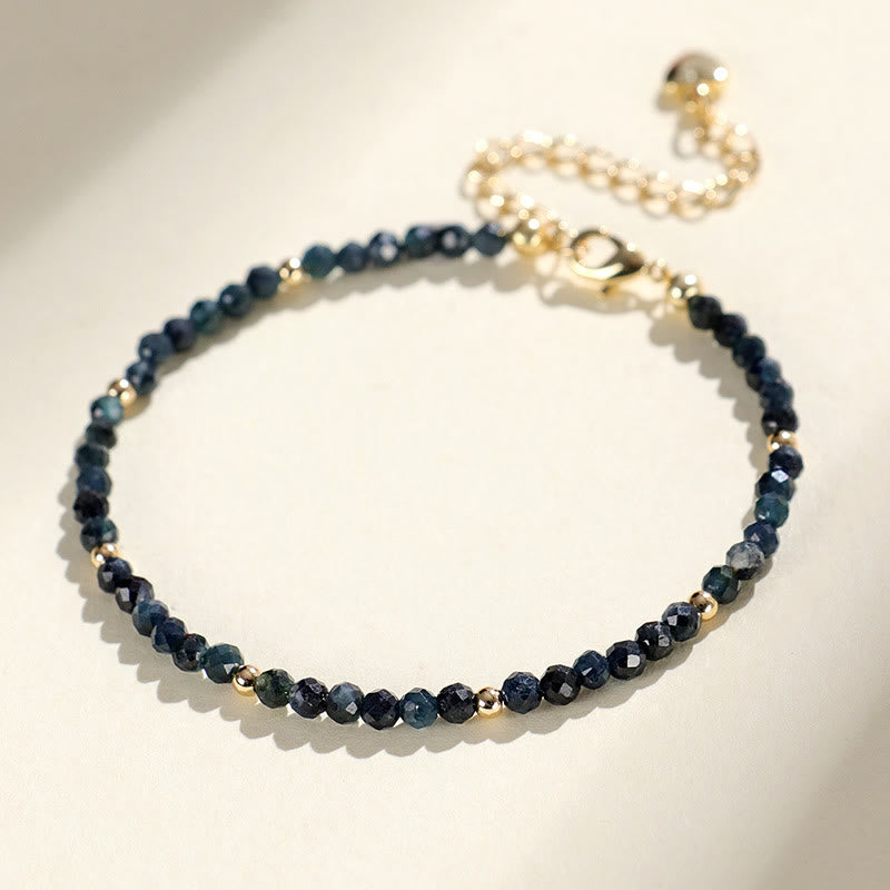 Bracelet spirituel en perles de cuivre et tourmaline indicolite de 3 mm