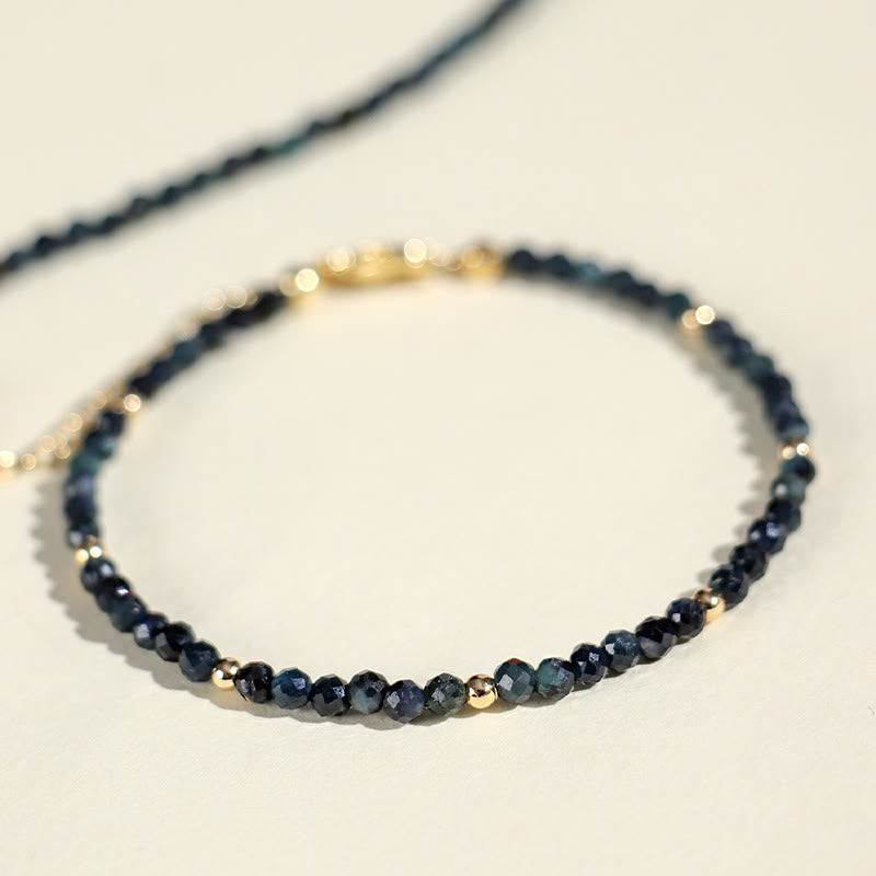 Bracelet spirituel en perles de cuivre et tourmaline indicolite de 3 mm