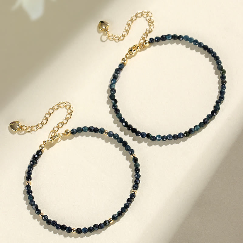 Bracelet spirituel en perles de cuivre et tourmaline indicolite de 3 mm