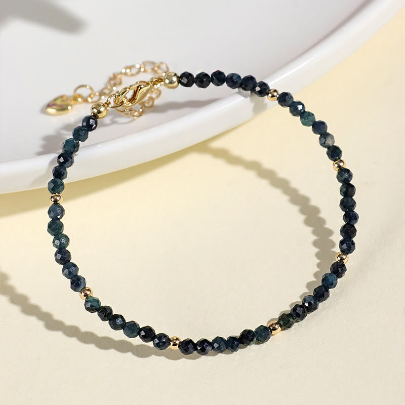 Bracelet spirituel en perles de cuivre et tourmaline indicolite de 3 mm