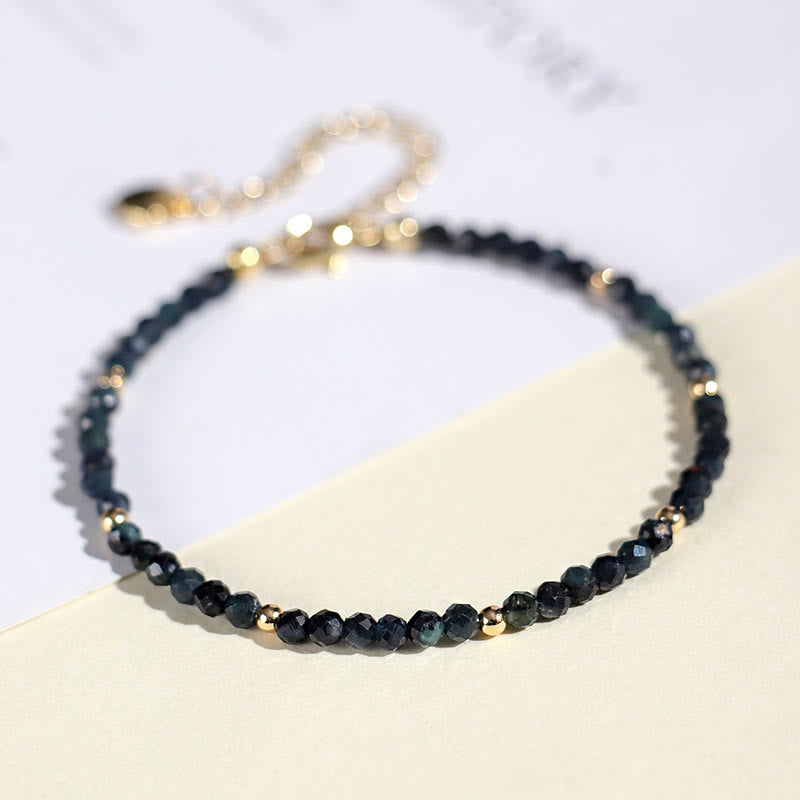 Bracelet spirituel en perles de cuivre et tourmaline indicolite de 3 mm