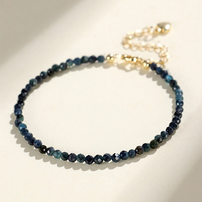 Bracelet spirituel en perles de cuivre et tourmaline indicolite de 3 mm