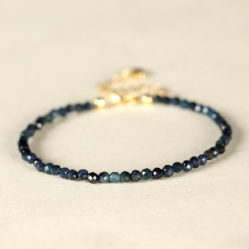 Bracelet spirituel en perles de cuivre et tourmaline indicolite de 3 mm