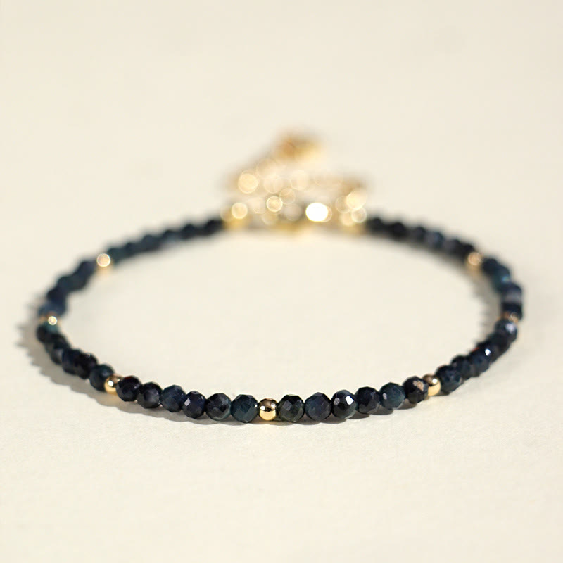 Bracelet spirituel en perles de cuivre et tourmaline indicolite de 3 mm