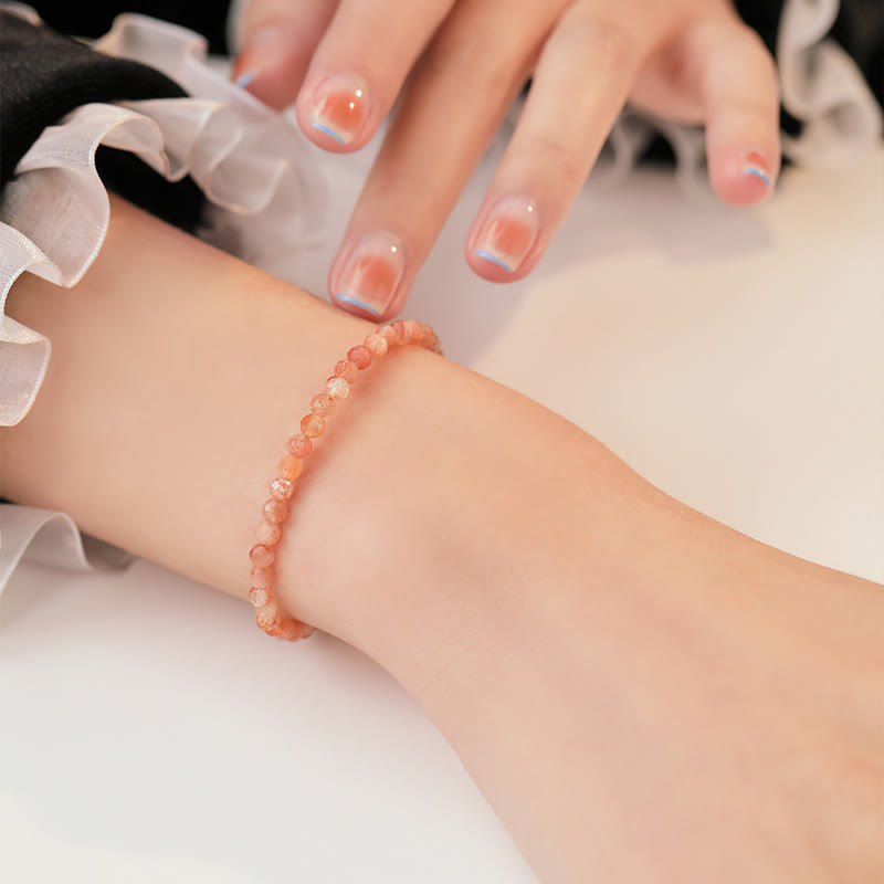 Bracelet de richesse plaqué or 14 carats avec pierre de soleil de 3 mm