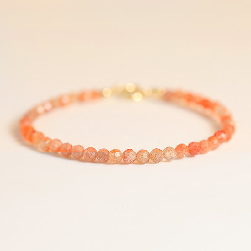 Bracelet de richesse plaqué or 14 carats avec pierre de soleil de 3 mm