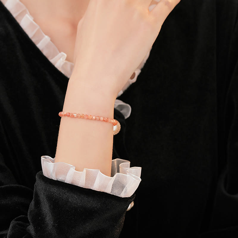 Bracelet de richesse plaqué or 14 carats avec pierre de soleil de 3 mm