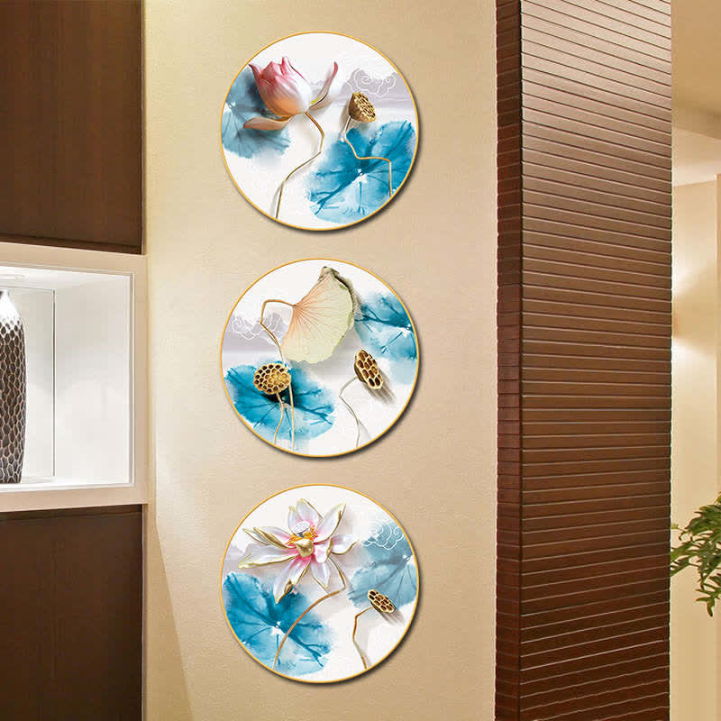 Lot de 3 autocollants muraux de méditation et d'illumination en forme de fleur de lotus