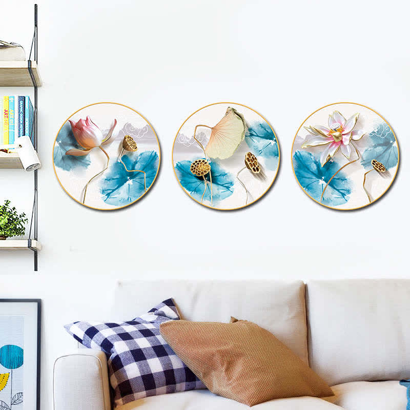 Lot de 3 autocollants muraux de méditation et d'illumination en forme de fleur de lotus