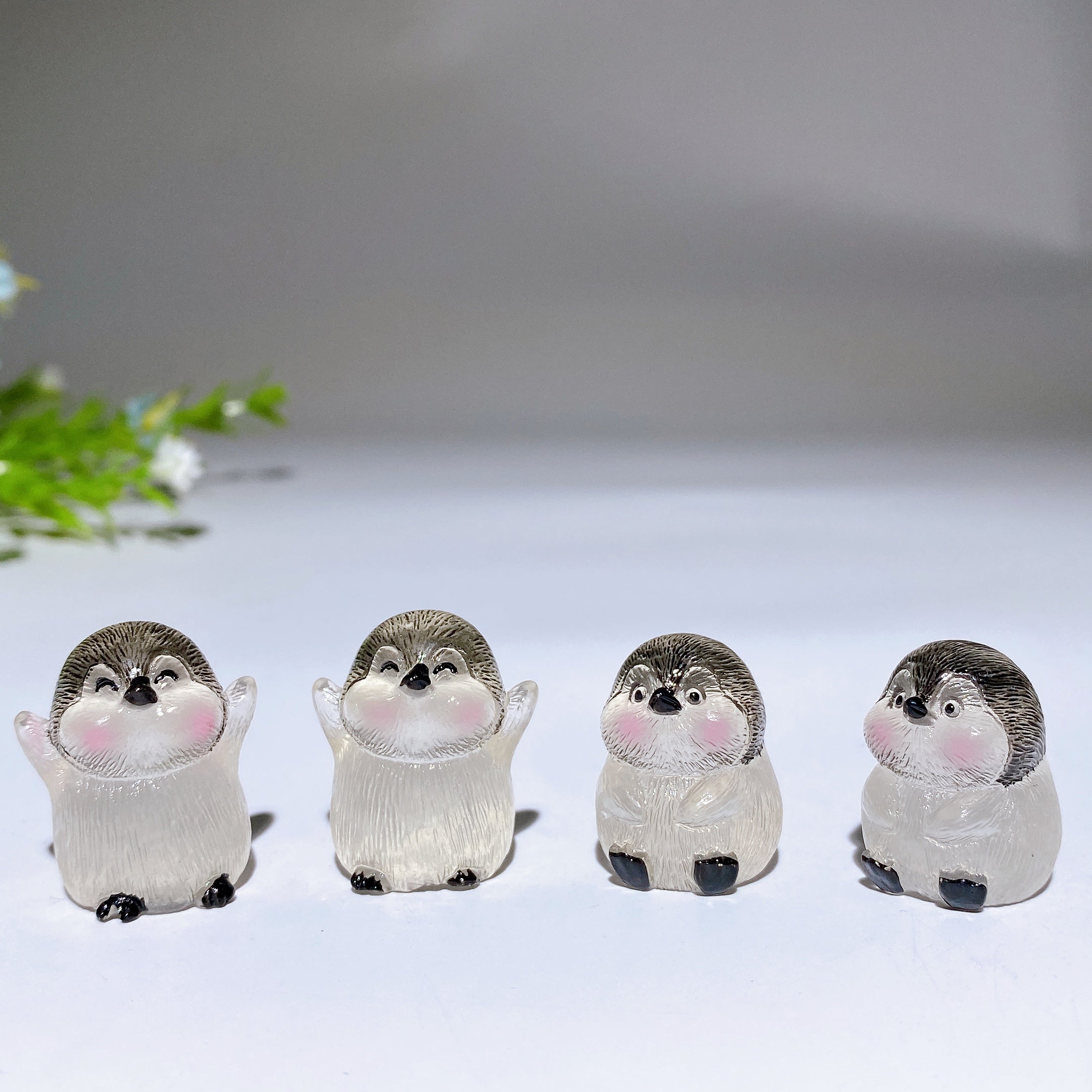 Lot de 3 sculptures d'animaux pingouins en cristal lumineux 25 mm